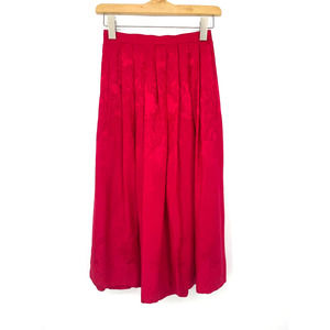 Ambria Vintage Red Silk Pleated Aline Midi Skirt Size 4